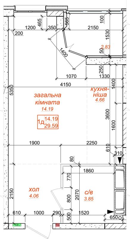 1-комнатная 29.59 м² в ЖК Одесский бульвар от 24 000 грн/м², с. Новоселки