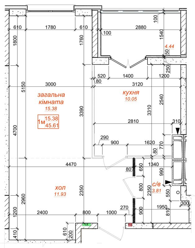 1-комнатная 45.61 м² в ЖК Одесский бульвар от 24 000 грн/м², с. Новоселки