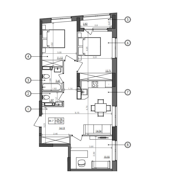 3-комнатная 70.4 м² в ЖК Svitlo Park от 30 694 грн/м², Киев