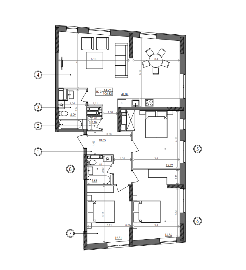 3-комнатная 106.7 м² в ЖК Svitlo Park от 39 452 грн/м², Киев