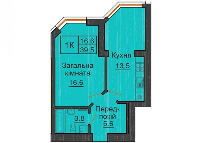 1-комнатная 39.5 м² в ЖК София Сити от 33 000 грн/м², с. Софиевская Борщаговка