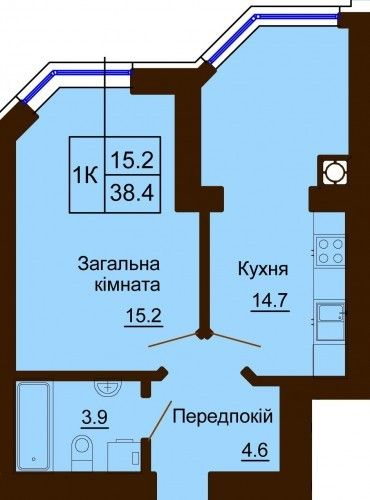 1-комнатная 38.4 м² в ЖК София Сити от 33 000 грн/м², с. Софиевская Борщаговка