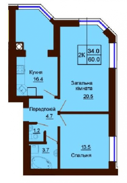 2-комнатная 60 м² в ЖК София Сити от 33 000 грн/м², с. Софиевская Борщаговка