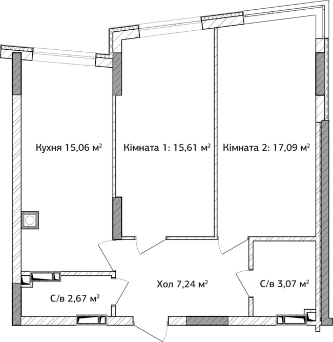 2-кімнатна 63.6 м² в ЖК Синергія 3+ від 21 300 грн/м², м. Ірпінь