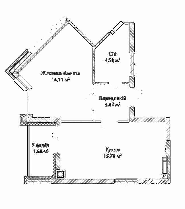 1-кімнатна 39.14 м² в ЖК Синергія Сіті від 25 500 грн/м², м. Ірпінь