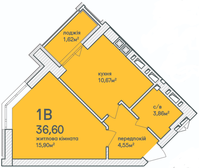 1-комнатная 36.6 м² в ЖК Синергия Сити (Kvartal Group) от 26 500 грн/м², г. Ирпень