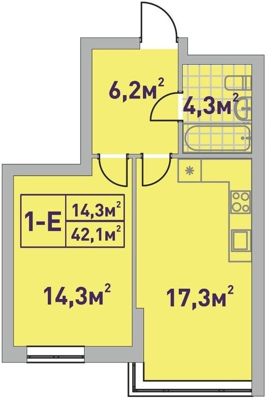 1-комнатная 42.1 м² в ЖК Центральный-2 от 31 650 грн/м², г. Ирпень
