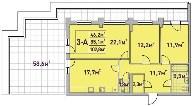 3-кімнатна 102.8 м² в ЖК Центральний-2 від 34 000 грн/м², м. Ірпінь