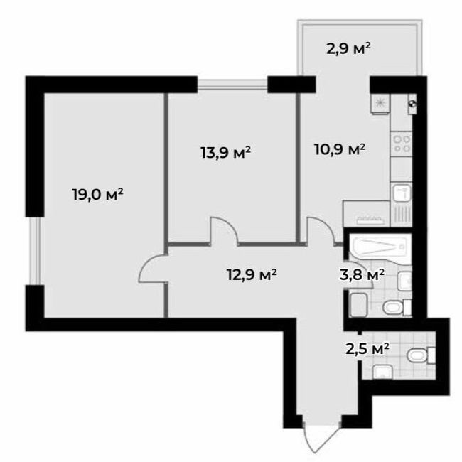 2-комнатная 65.4 м² в ЖК Idilika Avenue от 22 400 грн/м², г. Буча