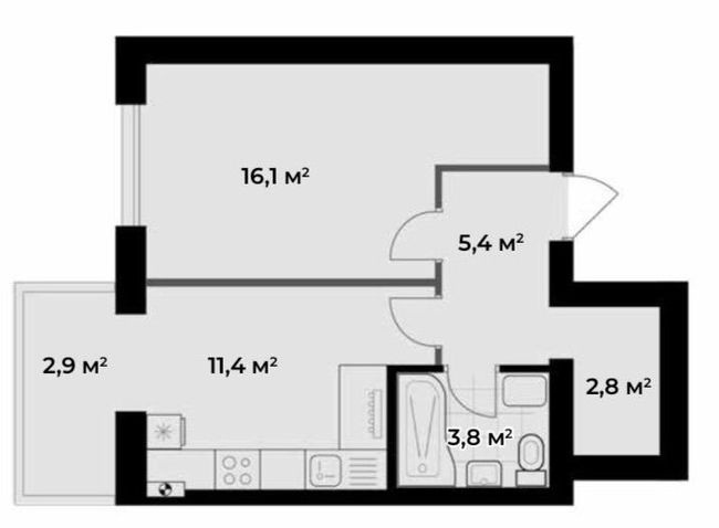 1-кімнатна 42.4 м² в ЖК Idilika Avenue від 22 400 грн/м², м. Буча