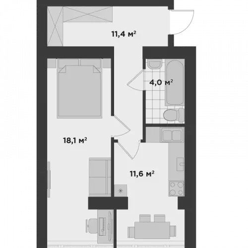 1-комнатная 45.1 м² в ЖК Millennium State от 24 650 грн/м², г. Буча