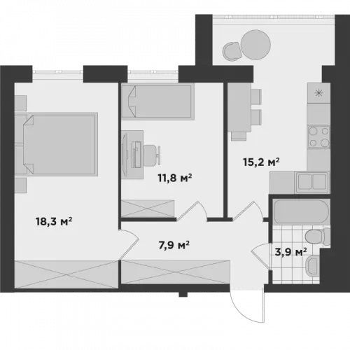 2-комнатная 57.1 м² в ЖК Millennium State от 20 600 грн/м², г. Буча