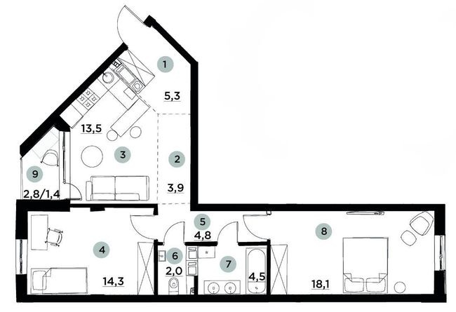 2-комнатная 67.8 м² в ЖК PARKTOWN от 21 000 грн/м², пгт Гостомель