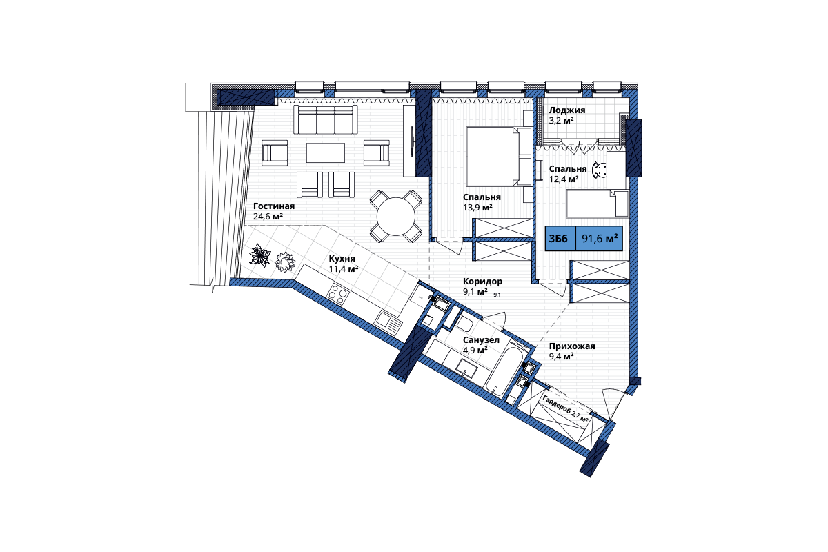 3-кімнатна 87.1 м² в ЖК Manhattan City від 49 286 грн/м², Київ