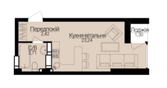 Студия 26.13 м² в ЖК Гостомель Residence от 23 000 грн/м², пгт Гостомель