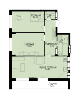 2-комнатная 76.61 м² в ЖК Гостомель Residence от 22 500 грн/м², пгт Гостомель