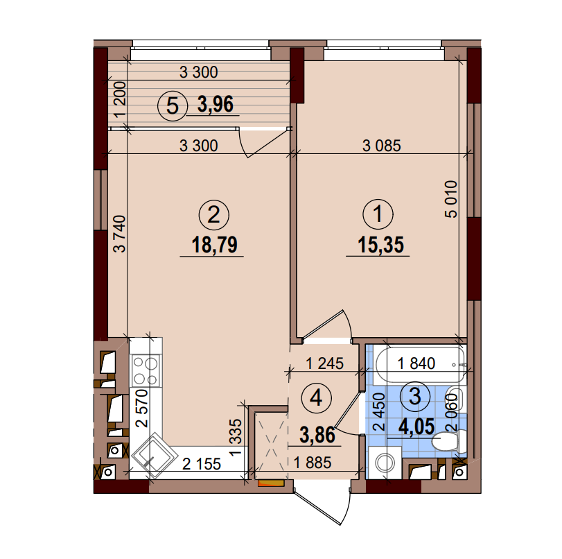 1-кімнатна 46.01 м² в ЖК Варшавський-2 від 33 200 грн/м², Київ