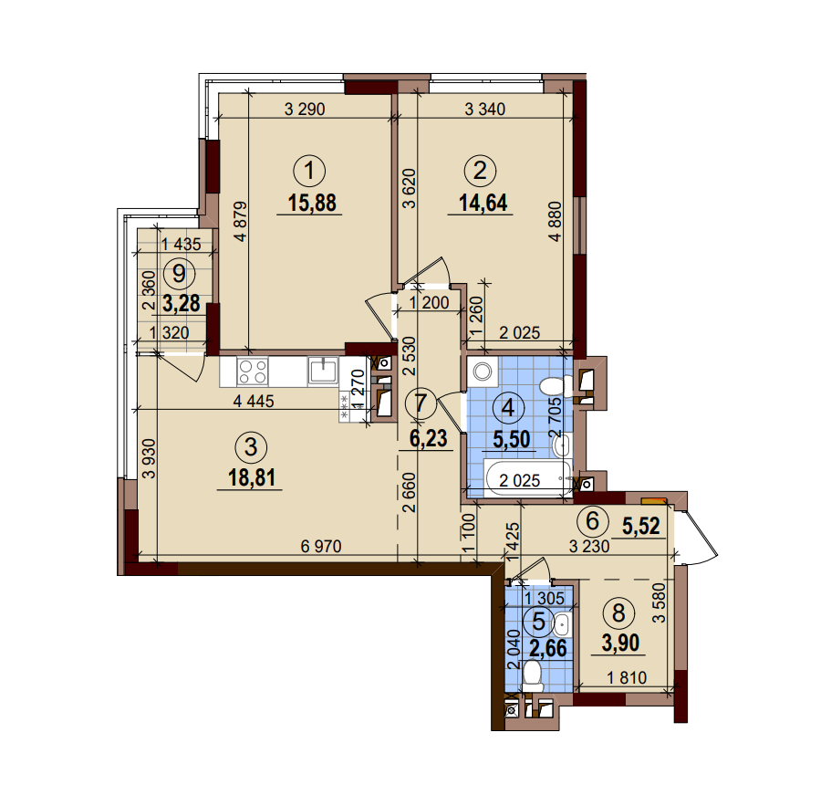 2-кімнатна 75.76 м² в ЖК Варшавський-2 від 26 800 грн/м², Київ