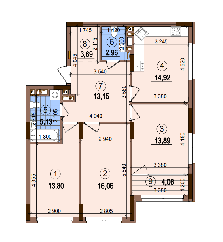 3-комнатная 87.66 м² в ЖК Варшавский-2 от 25 050 грн/м², Киев