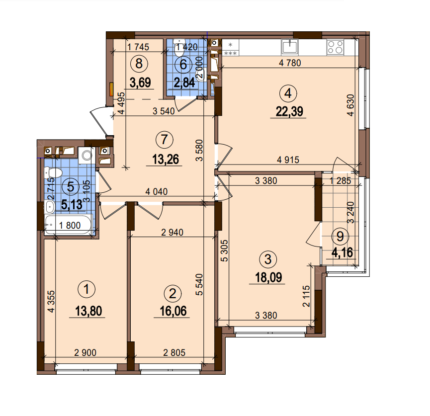 3-комнатная 98.59 м² в ЖК Варшавский-2 от 23 400 грн/м², Киев