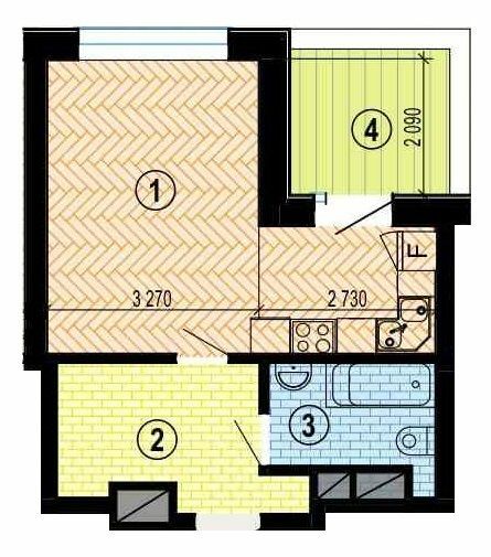 1-кімнатна 32.83 м² в БФК Twenty two від 34 350 грн/м², Харків