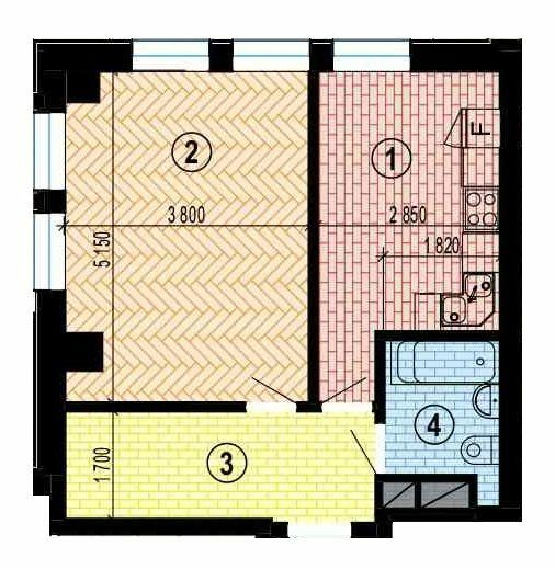 1-кімнатна 42.7 м² в БФК Twenty two від 34 350 грн/м², Харків