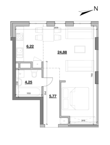 1-комнатная 41.12 м² в ЖК Америка от 10 618 грн/м², Львов