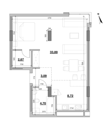 1-кімнатна 53.07 м² в ЖК Америка від 26 504 грн/м², Львів