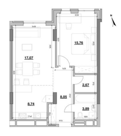 1-кімнатна 56.18 м² в ЖК Америка від 24 575 грн/м², Львів