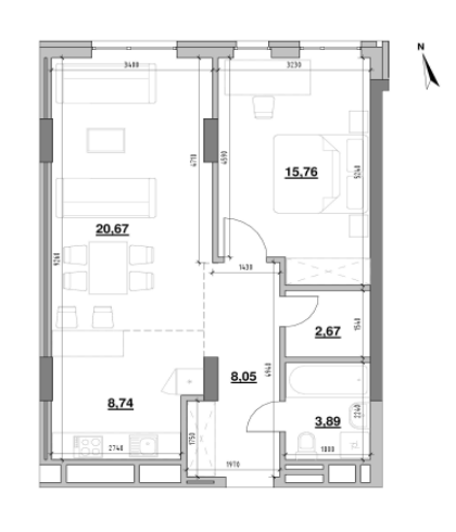 2-кімнатна 59.78 м² в ЖК Америка від 26 866 грн/м², Львів