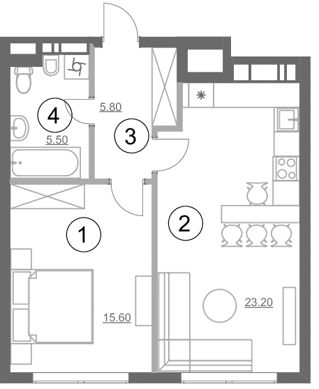 1-комнатная 50.1 м² в ЖК Greenville Park от 73 950 грн/м², Киев