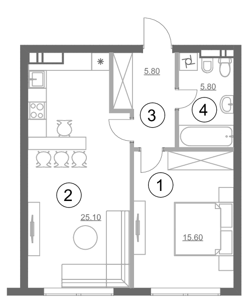 1-комнатная 52.3 м² в ЖК Greenville Park от 73 950 грн/м², Киев