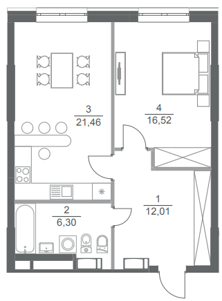 1-кімнатна 56.3 м² в ЖК Greenville Park від 45 650 грн/м², Київ