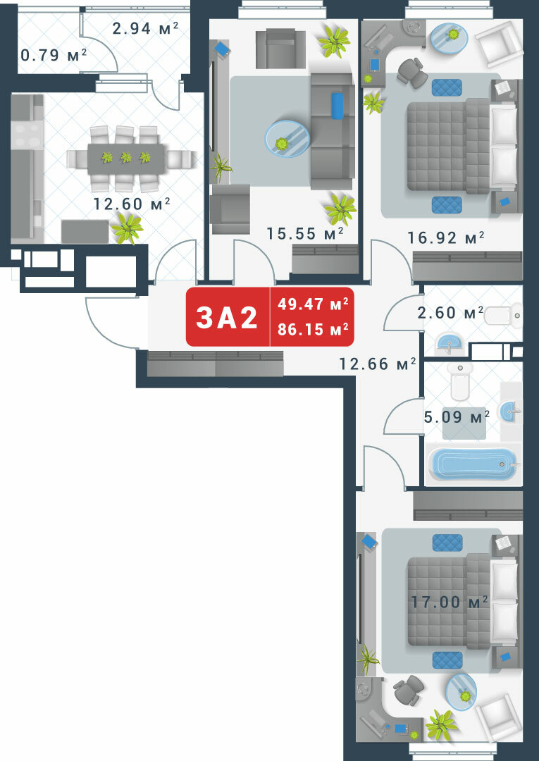 3-кімнатна 84.74 м² в ЖК Причал 8 від 28 011 грн/м², Київ