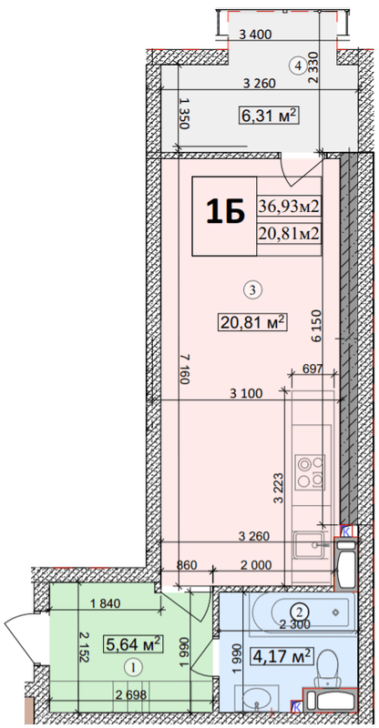 1-комнатная 36.91 м² в ЖК Podil Plaza & Residence от 50 000 грн/м², Киев