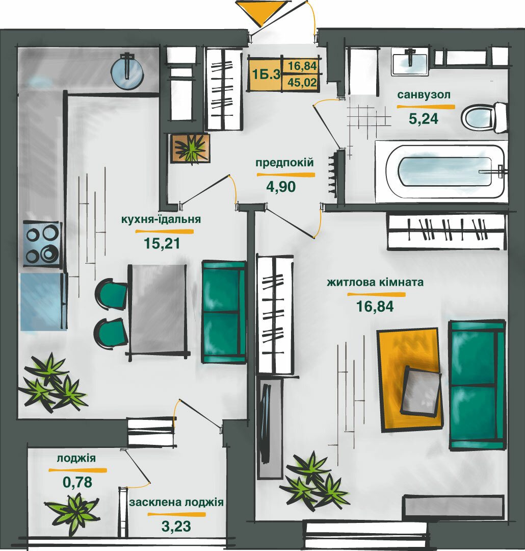 1-комнатная 45 м² в ЖК Сырецкие сады от 35 235 грн/м², Киев