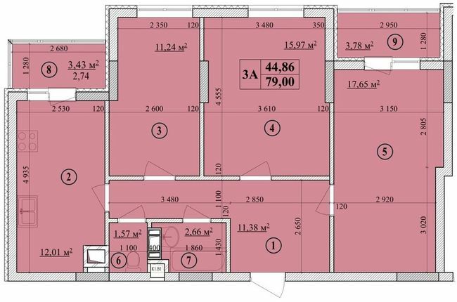 3-кімнатна 79 м² в ЖК Будинок на Волошина від 28 400 грн/м², Київ