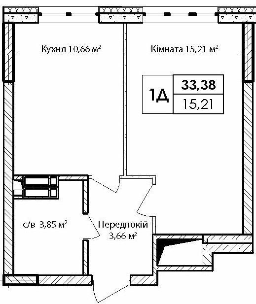 1-кімнатна 34.38 м² в ЖК Синергія Київ від 33 700 грн/м², Київ