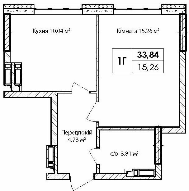 1-комнатная 34.84 м² в ЖК Синергия Киев от 33 700 грн/м², Киев