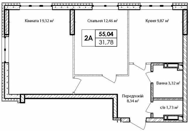 2-комнатная 56.04 м² в ЖК Синергия Киев от 28 850 грн/м², Киев