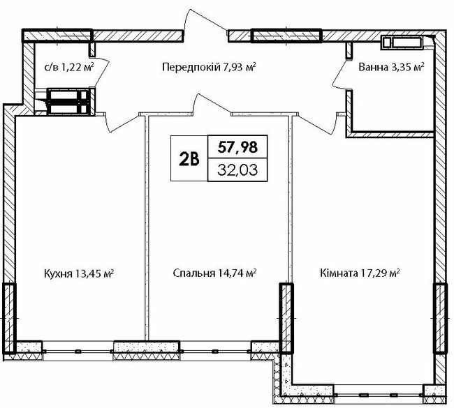 2-кімнатна 58.98 м² в ЖК Синергія Київ від 28 850 грн/м², Київ