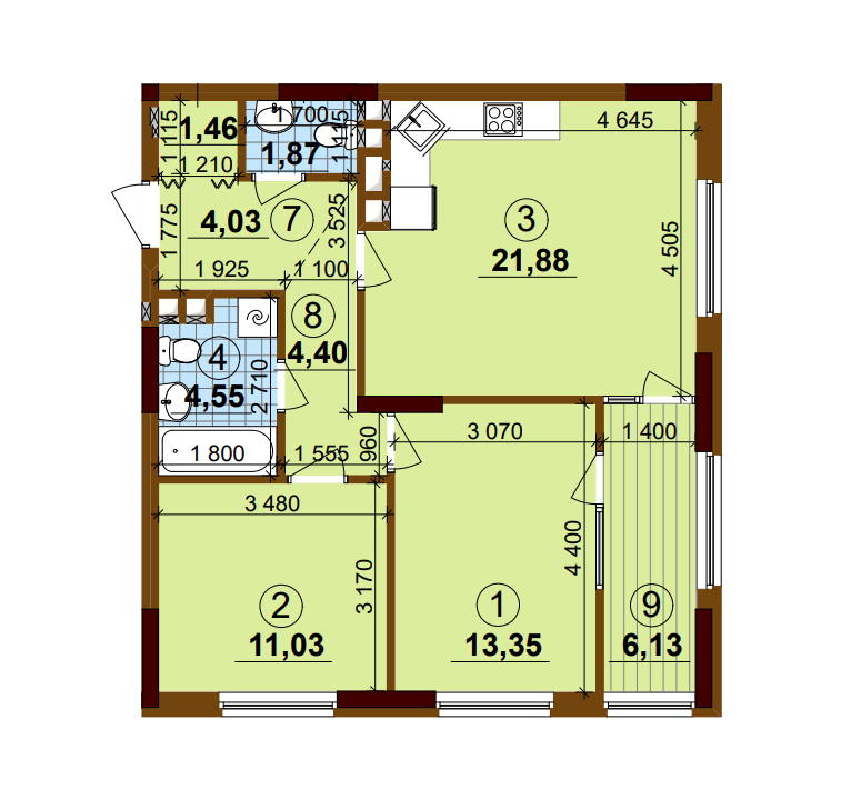 2-кімнатна 68.7 м² в ЖК Варшавський Плюс від 25 544 грн/м², Київ