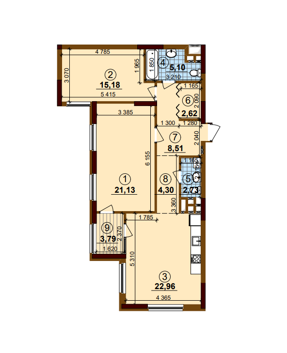 2-комнатная 83.32 м² в ЖК Варшавский Плюс от 23 480 грн/м², Киев