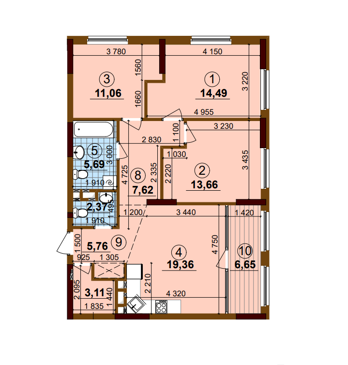 3-кімнатна 89.77 м² в ЖК Варшавський Плюс від 24 772 грн/м², Київ