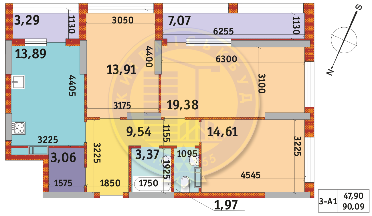 3-кімнатна 90.09 м² в ЖК Urban Park від 26 320 грн/м², Київ