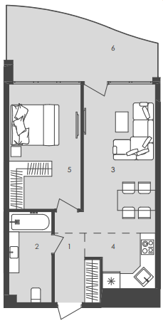 1-кімнатна 51.78 м² в  Aura Apart від 36 900 грн/м², Одеса