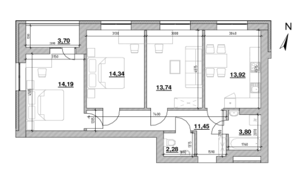 3-комнатная 77.43 м² в ЖК Шенген от 23 939 грн/м², Львов