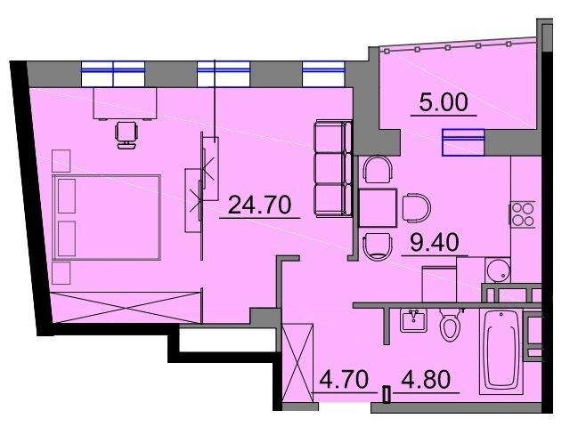 1-комнатная 46.1 м² в Апарт-комплекс Times от 22 000 грн/м², Одесса