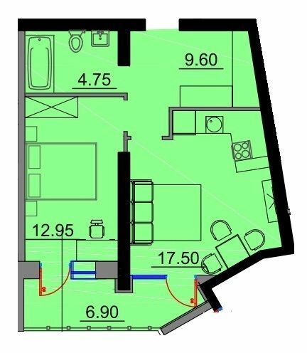 1-кімнатна 48.25 м² в Апарт-комплекс Times від 22 000 грн/м², Одеса