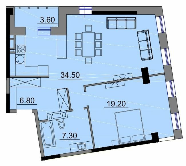 2-кімнатна 67.8 м² в Апарт-комплекс Times від 22 700 грн/м², Одеса